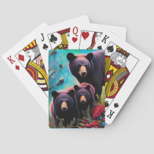 Mama Beer en welpen Pokerkaarten