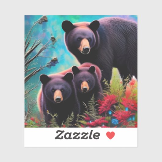 Mama Beer en welpen Sticker (Vel)