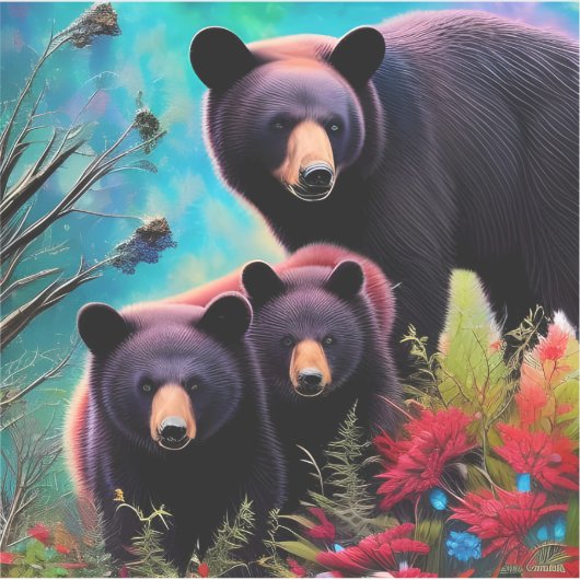 Mama Beer en welpen Sticker (Voorkant)