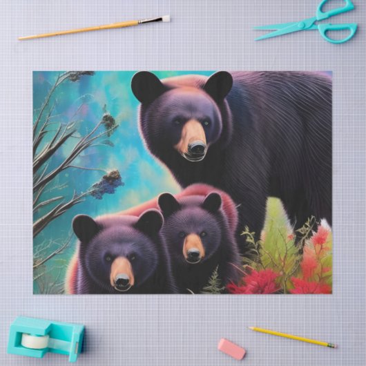 Mama Beer en welpen Tissuepapier (Craft)