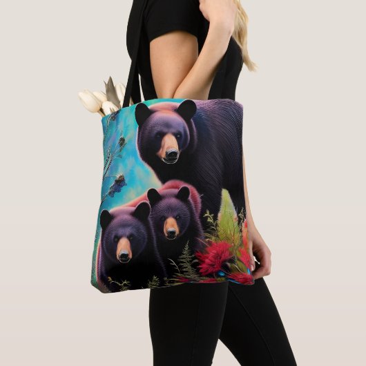 Mama Beer en welpen Tote Bag (Dichtbij)