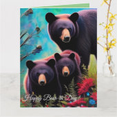 Mama Beer en welpen verjaardagskaart Kaart (Gele Bloem)