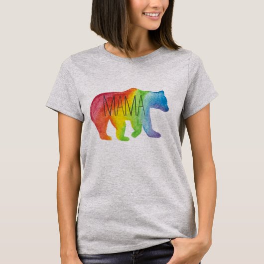 Mama Beer Familie Pride Waterverf Versoepeld gesch T-shirt (Voorkant)