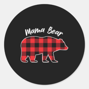 Mama Beer Flanel Red Plaid Pajama Family Matching Ronde Sticker