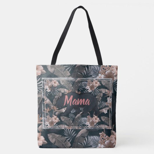 Mama Beer Floral Pattern Pink Grey Tote Bag (Voorkant)