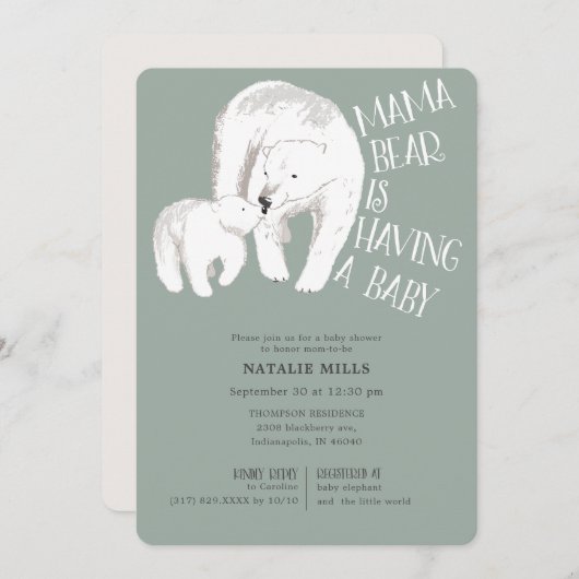 Mama Beer Green Neutral Baby shower Kaart (Voorkant / Achterkant)