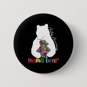 Mama beer houdt van steun voor autisme bewustzijn ronde button 5,7 cm