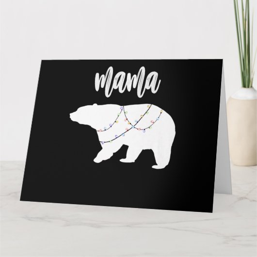 Mama Beer IJsbeer Lichtslinger Kerstmis Kaart (Voorkant)