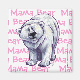 Mama Beer IJsbeer Vierkante Magneet