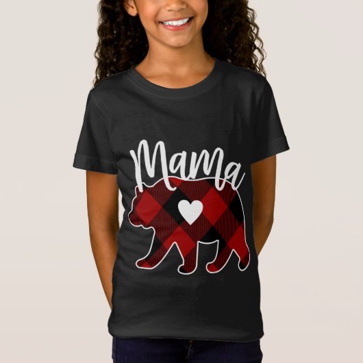 Mama Beer kerst Buffel geruite decoratie T-shirt (Voorkant)