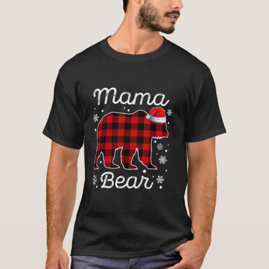 Mama Beer Kerst Pyjama Red Plaid Buffalo Fami T-shirt (Voorkant)