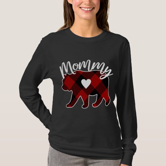 Mama Beer Kerstbuffel Plaid Rood Wit en B T-shirt (Voorkant)