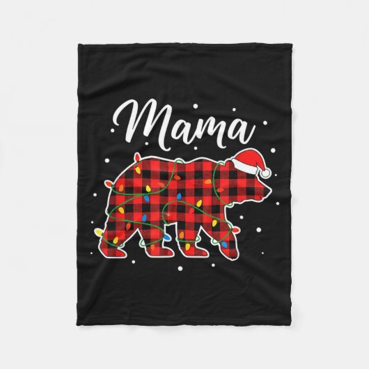 Mama Beer Kerstmis Moeder Buffalo Plaid Vakantie Fleece Deken (Voorkant)
