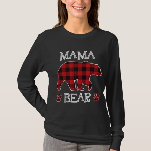 Mama Beer Kerstmis Pajama Red Pset Buffalo Famil T-shirt (Voorkant)