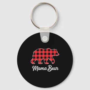 Mama Beer Kerstmis Rood Buffalo Plaid Familie Matc Sleutelhanger