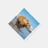 Mama beer kijkt naar haar twee kinderen servet (Hoek)