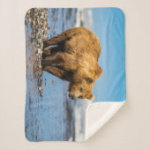 Mama beer kijkt naar haar twee kinderen sherpa deken (Voorkant)