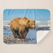Mama beer kijkt naar haar twee kinderen sherpa deken (Voorkant (horizontaal))