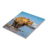 Mama beer kijkt naar haar twee kinderen tegeltje (Zijkant)