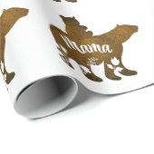 Mama Beer met 1 welp rijden op mama's rug Cadeaupapier (Rol Hoek)