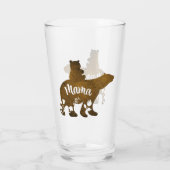Mama Beer met 1 welp rijden op mama's rug Glas (Achterkant)
