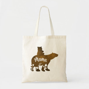 Mama Beer met 1 welp rijden op mama's rug Tote Bag