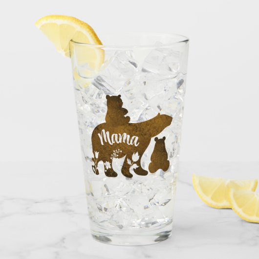 Mama Beer Met 2 Cubs Moeder Van Twee Glas (Voorkant ijs)