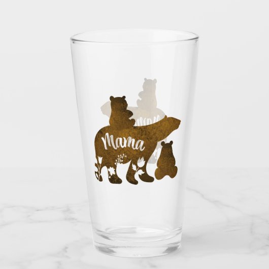 Mama Beer Met 2 Cubs Moeder Van Twee Glas (Voorkant)
