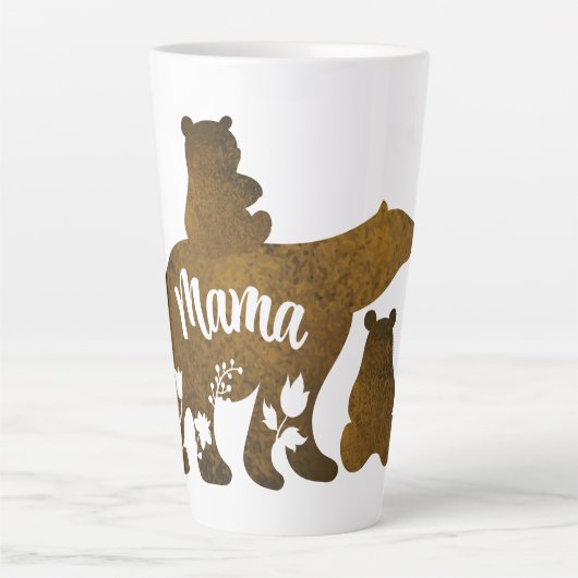 Mama Beer Met 2 Cubs Moeder Van Twee Latte Mok (Voorkant)