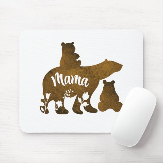 Mama Beer Met 2 Cubs Moeder Van Twee Muismat (Met muis)