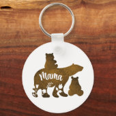 Mama Beer Met 2 Cubs Moeder Van Twee Sleutelhanger (Voorkant)
