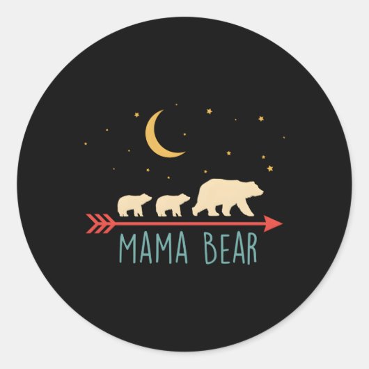 Mama Beer met 2 Cubs stijl Ronde Sticker (Voorkant)