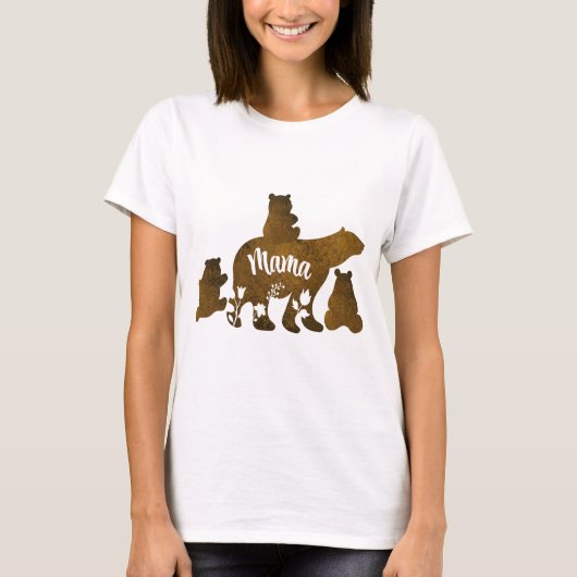 Mama Beer met 3 Baby Beer welpen volgen Mama T-shirt (Voorkant)