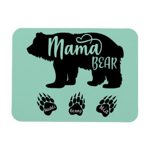 Mama Beer met 3 pootafdrukken (persoonlijke namen) Magneet