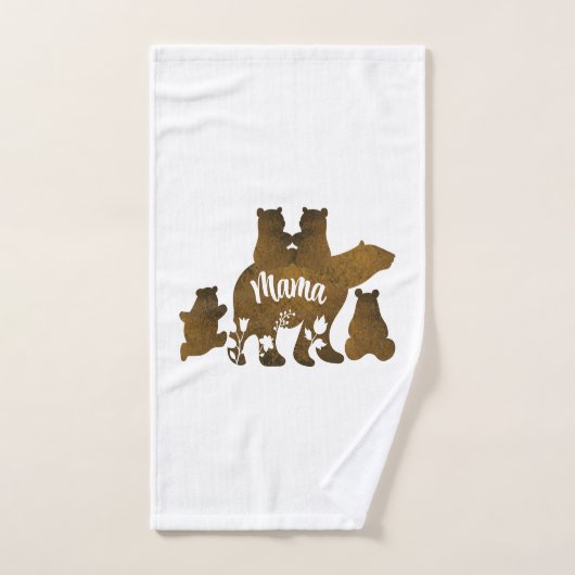 Mama Beer Met 4 Cubs Moeder Van Vier Kinderen Gift Bad Handdoek (Handdoek)