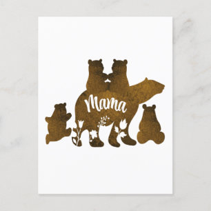 Mama Beer Met 4 Cubs Moeder Van Vier Kinderen Gift Briefkaart