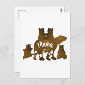 Mama Beer Met 4 Cubs Moeder Van Vier Kinderen Gift Briefkaart (Voorkant / Achterkant)