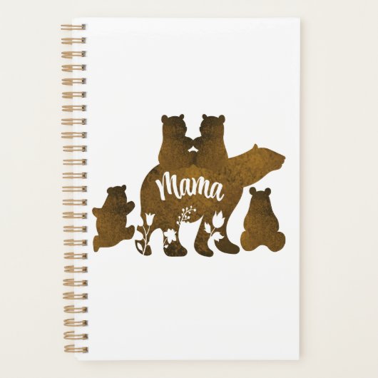 Mama Beer Met 4 Cubs Moeder Van Vier Kinderen Gift Planner (Voorkant)