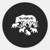 Mama Beer met 4 welpen Moederdag moeder zwangersch Ronde Sticker (Voorkant)