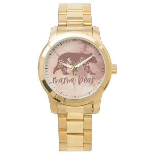 Mama Beer met Bloemen Moederdag Horloge