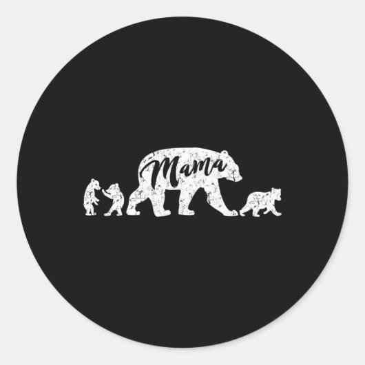 Mama Beer met drie Beer welpen Ronde Sticker (Voorkant)