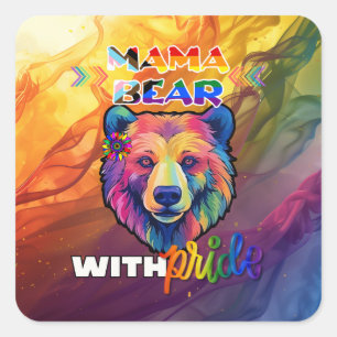 Mama Beer met Pride T-shirt - LGBTQ+ Pride Maand Vierkante Sticker