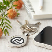 Mama Beer met Twee Welpen Hart Lijn Kunst Design Sleutelhanger (Zijkant)