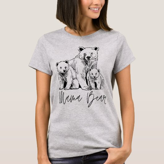 Mama Beer met Two Cubs Sketch Art T-shirt (Voorkant)