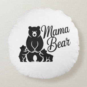 Mama Beer met Welpen Schattige Beer Familie Rond Kussen