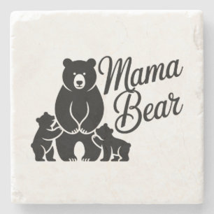 Mama Beer met Welpen Schattige Beer Familie Stenen Onderzetter