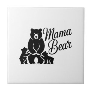 Mama Beer met Welpen Schattige Beer Familie Tegeltje