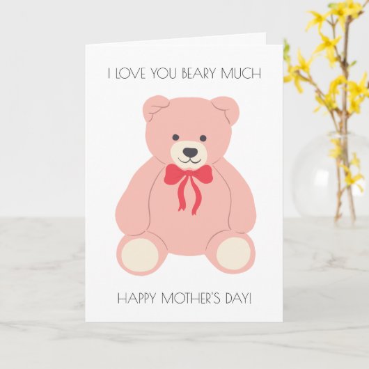 Mama Beer Moederdag Kaart (Gele Bloem)