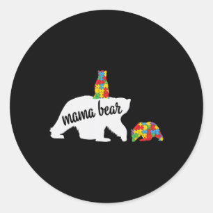 Mama Beer of Two Warriors Autism Awareness Ronde Sticker
