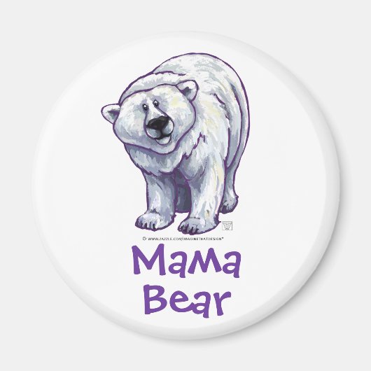 Mama Beer Polar Beer Round Magnet (Voorkant)